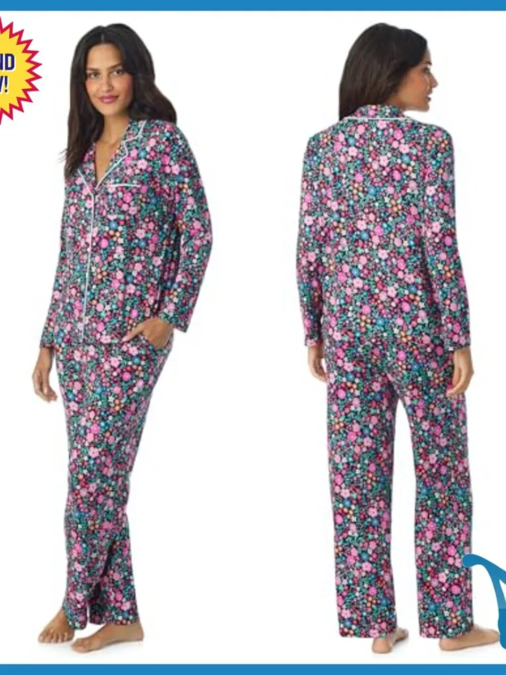 Large Lightweight Long Sleeve Pajama Set, Relaxed Fit, Recycled Polyester